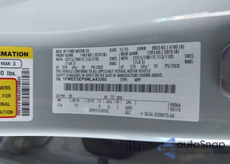 2021 Ford Bronco First Edition from USA, damaged, VIN 1FMEE5EP9MLA43360